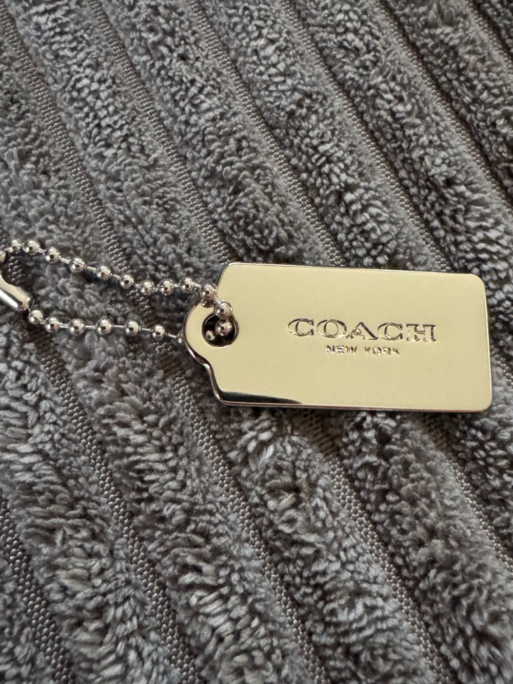 Coach Silver New Metal Fob Hang tag Charm Keychain Modern 2025 Bag Purse